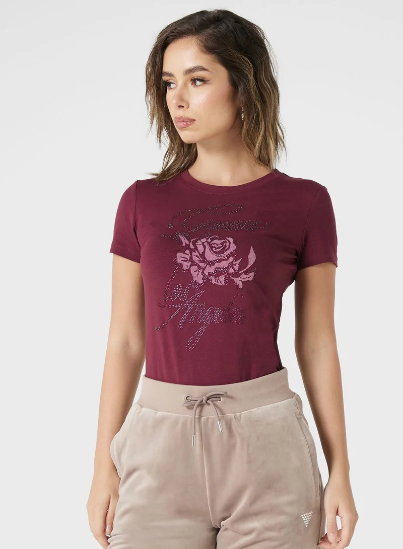GUESS Crew Neck Printed T-Shirt