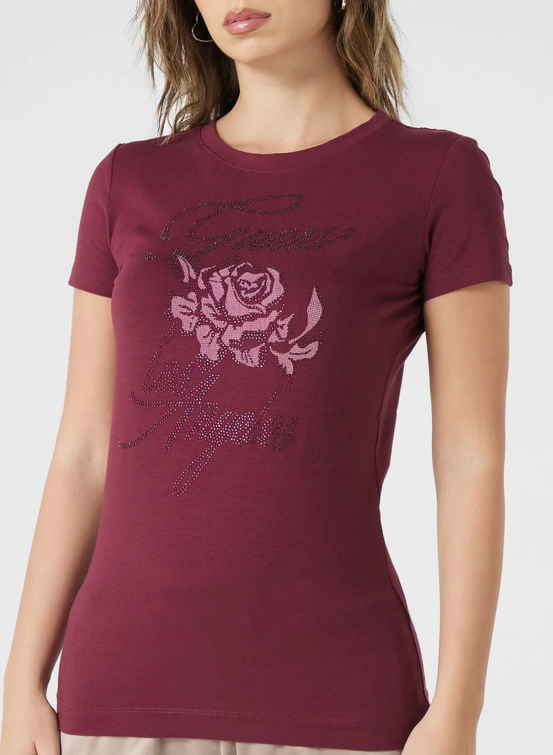 GUESS Crew Neck Printed T-Shirt
