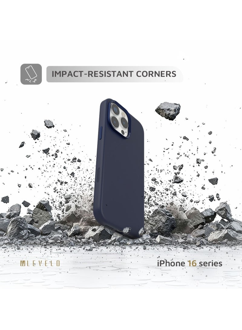 ليفيلو حافظة آيفون 16 برو ماكس، غطاء آيريس ماجسيف من السيليكون السائل / هيكل هجين / زوايا مقاومة للصدمات - أزرق - Image 3