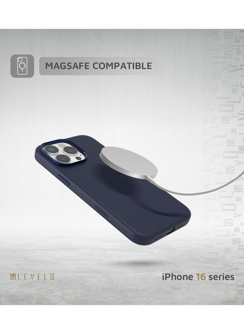 ليفيلو حافظة آيفون 16 برو ماكس، غطاء آيريس ماجسيف من السيليكون السائل / هيكل هجين / زوايا مقاومة للصدمات - أزرق - Image 4