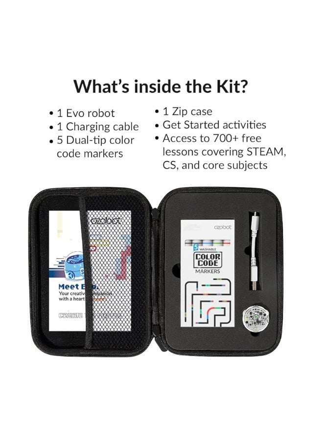 Ozobot - Evo Entry Kit: Interactive Coding Robot, Kids Ages 5+, Includes Color Code Markers, Charging Cable, Zip Case, Access to 700+ STEM Lessons - Educators & Parents, No Coding Experience Required - Image 1