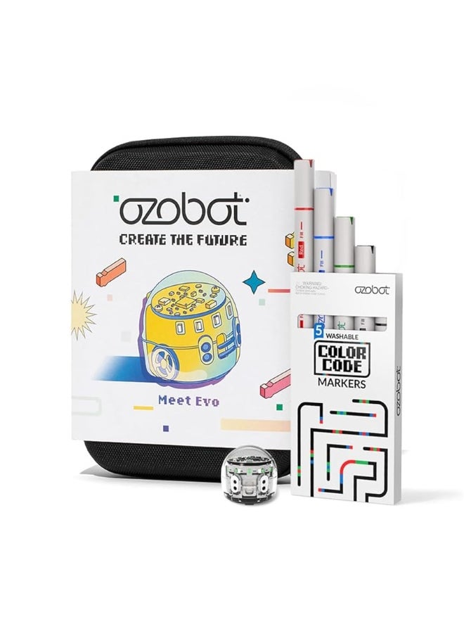 Ozobot - Evo Entry Kit: Interactive Coding Robot, Kids Ages 5+, Includes Color Code Markers, Charging Cable, Zip Case, Access to 700+ STEM Lessons - Educators & Parents, No Coding Experience Required - Image 1