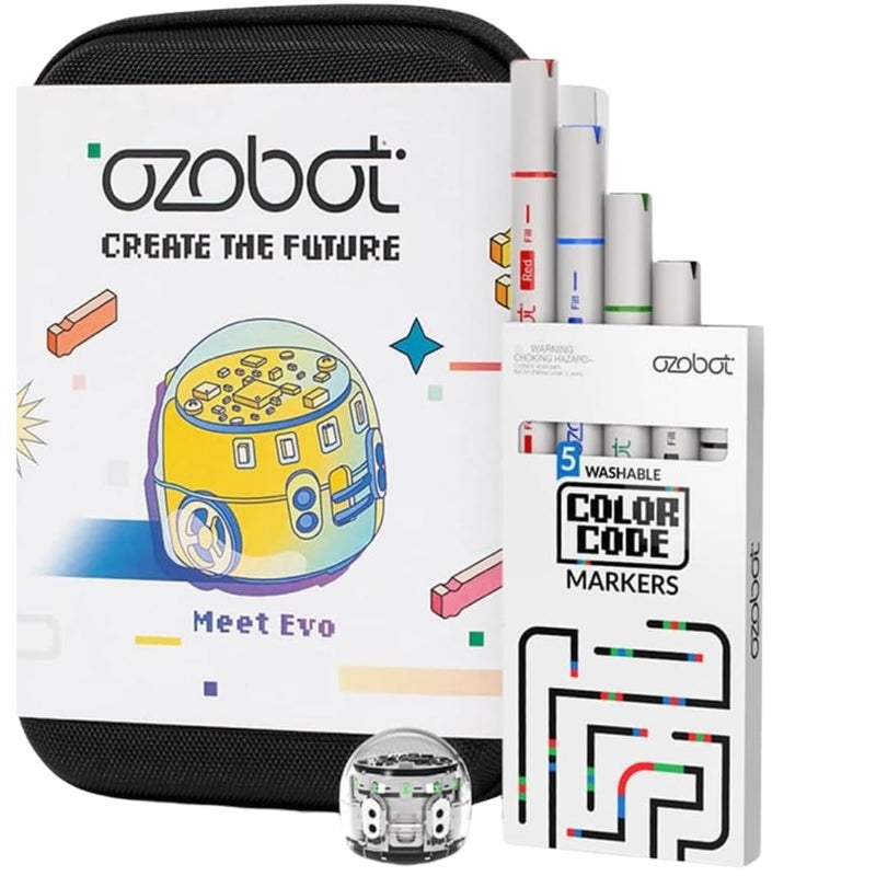 Ozobot Evo Entry Kit Interactive STEM Coding Robot for Kids Ages 5 ScreenFree Learning with Color Code Markers Blockly Programming Includes Charging Cable Protective Case Educator Approved - Image 4