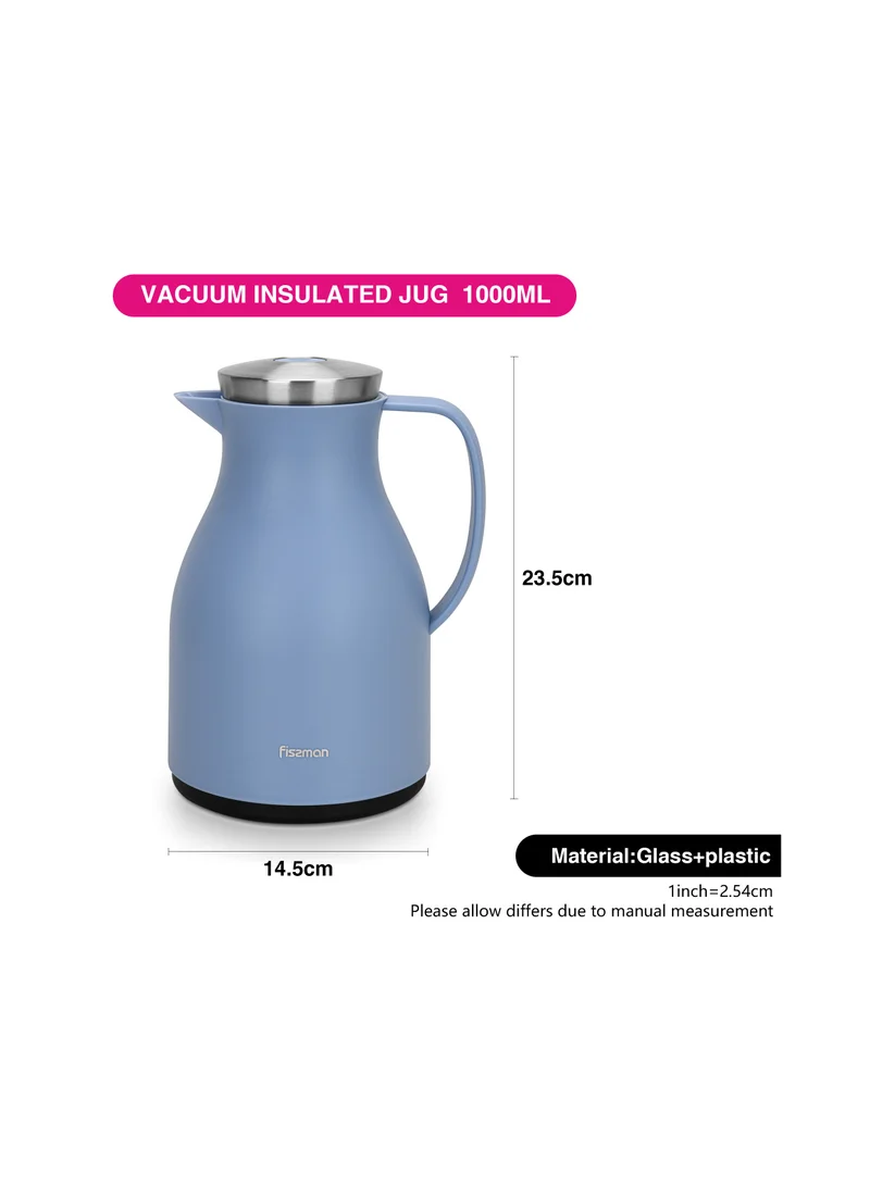 Fissman Fissman Vacuum Insulated Jug 1000ml Stainless Steel Lid with Glass Liner