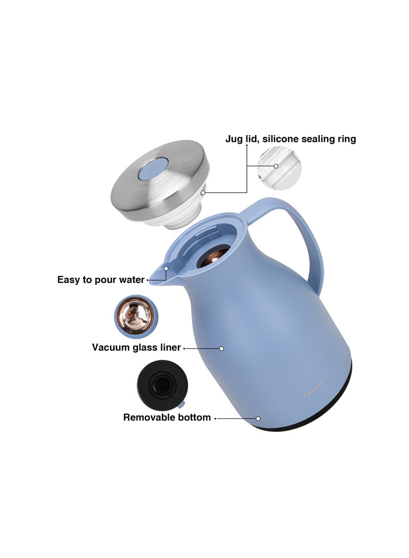 Fissman Fissman Vacuum Insulated Jug 1000ml Stainless Steel Lid with Glass Liner  - Image 3