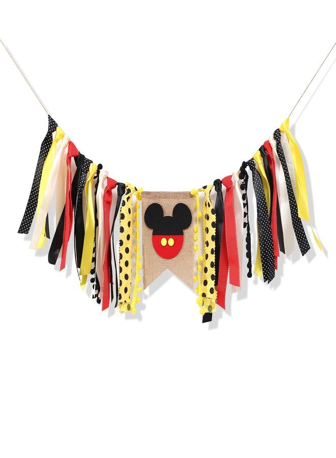 YOUAME Mickey Mouse High Chair Banner - First Birthday Decorations, Highchair Banner for Mickey Party, Sports & Smash Cake Photos - Image 1