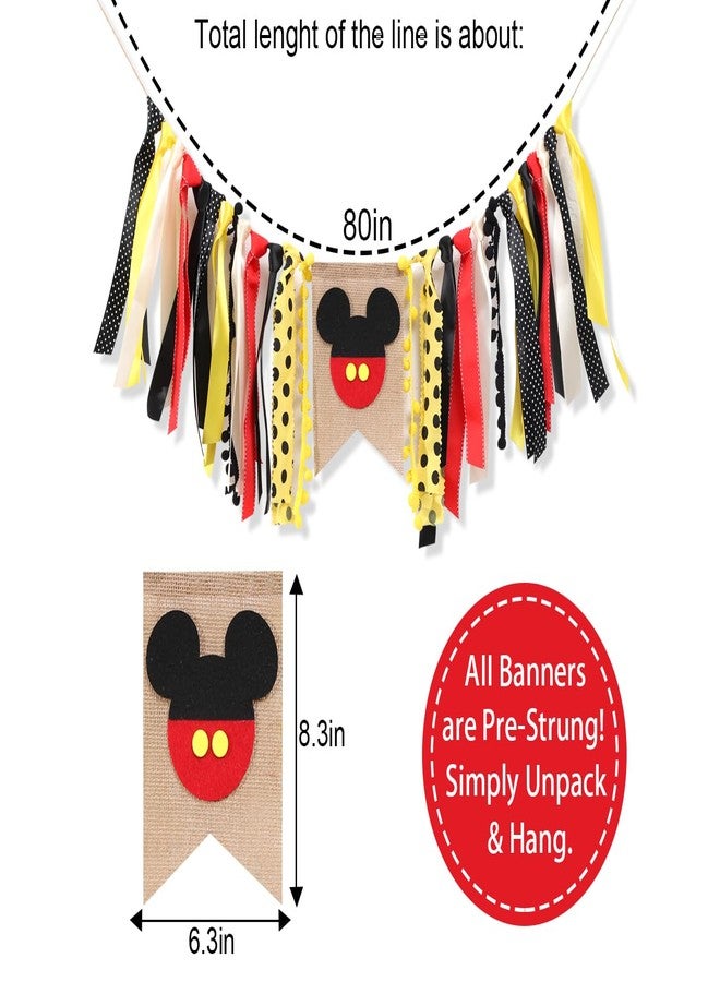 YOUAME Mickey Mouse High Chair Banner - First Birthday Decorations, Highchair Banner for Mickey Party, Sports & Smash Cake Photos - Image 2