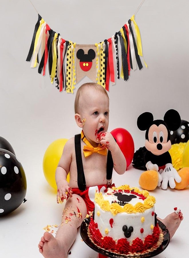 YOUAME Mickey Mouse High Chair Banner - First Birthday Decorations, Highchair Banner for Mickey Party, Sports & Smash Cake Photos - Image 3