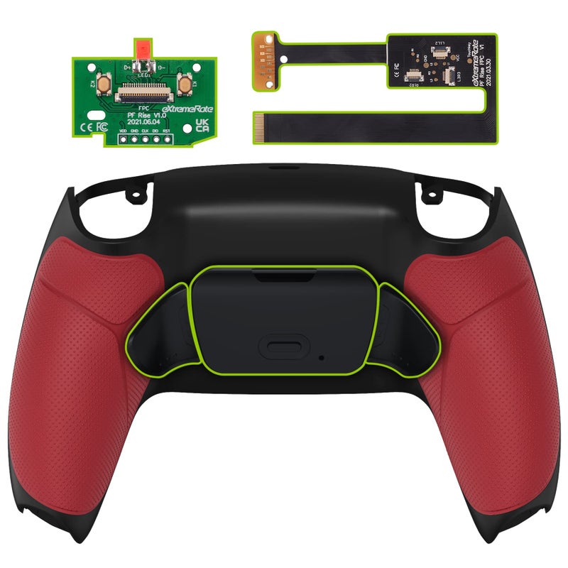 eXtremeRate Red Rubberized Grip Programable Rise 20 Remap Kit for PS5 Controller BDM010 BDM020 Models Custom Upgrade Board Redesigned Back Shell Back Buttons Set for PS5 Controller - Image 2