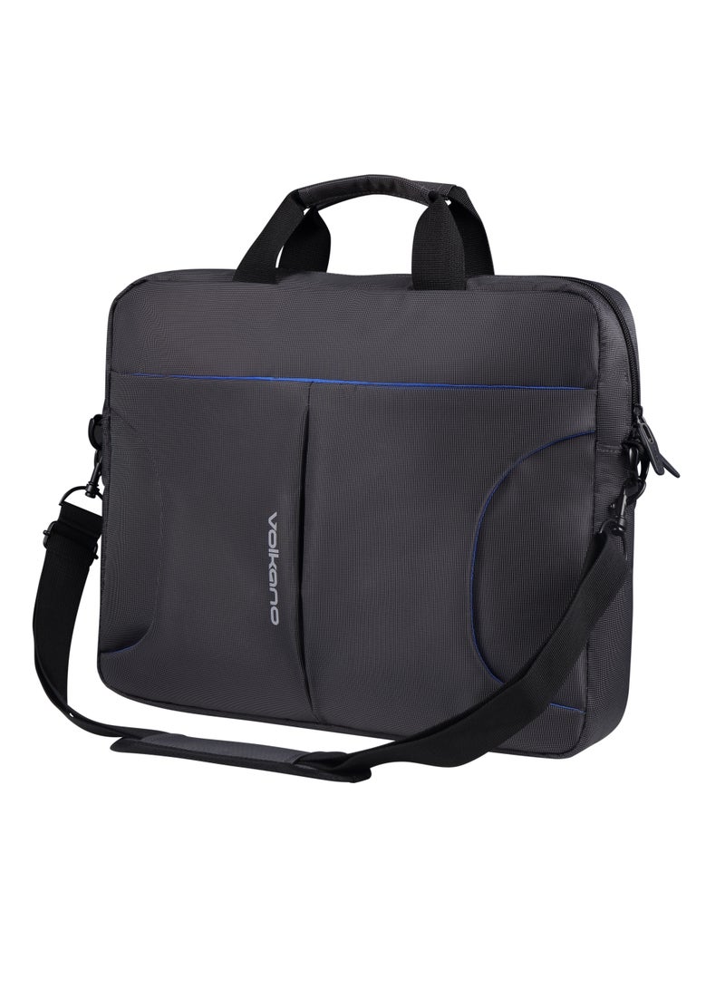 Volkano Executive 15.6” Laptop Shoulder Bag with Padded Compartment, Adjustable Strap, and Front Velcro Pocket – Stylish & Durable Black - Image 1