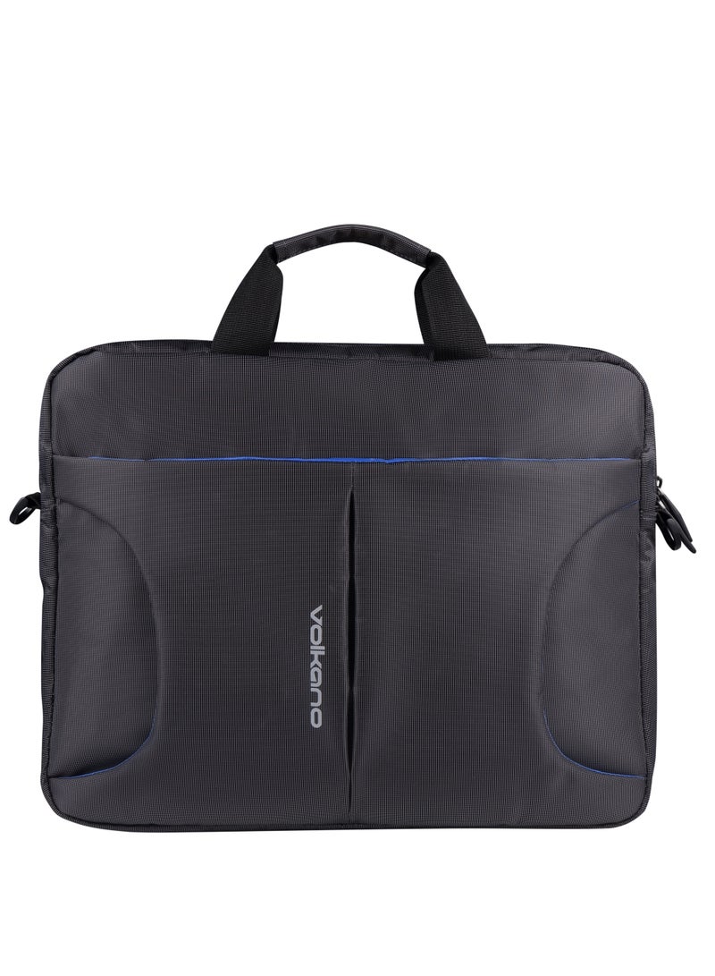 Volkano Executive 15.6” Laptop Shoulder Bag with Padded Compartment, Adjustable Strap, and Front Velcro Pocket – Stylish & Durable Black - Image 3