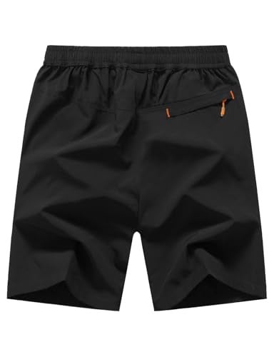 TBMPOY Men's 7" Hiking Running Shorts with Pockets Athletic Outdoor Sports Gym Workout Short Zipper Pockets Black L - Image 2