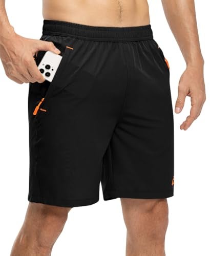 TBMPOY Men's 7" Hiking Running Shorts with Pockets Athletic Outdoor Sports Gym Workout Short Zipper Pockets Black L - Image 3