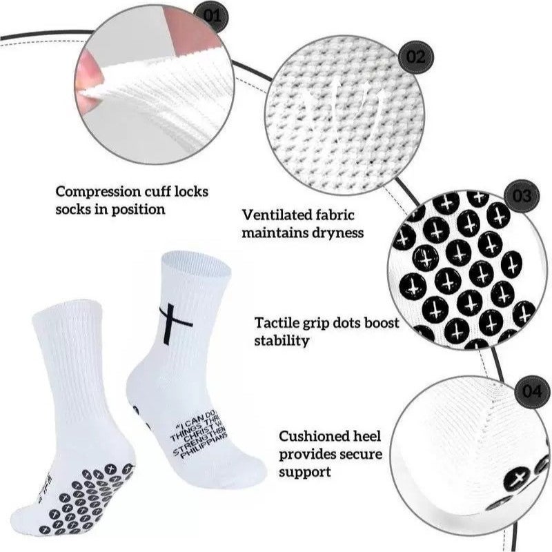 Sports Anti-Slip Grip Socks for Men Women, Breathable Mid-Calf - Image 5