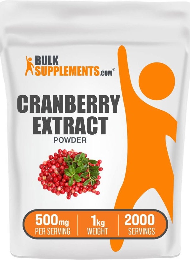 BulkSupplements .com Cranberry Extract Powder - Cranberry Supplements for Women & Men, Cranberry Extract 500mg - Vegan & Gluten Free, 500mg per Serving, 1kg (2.2 lbs) (Pack of 1)  - Image 1