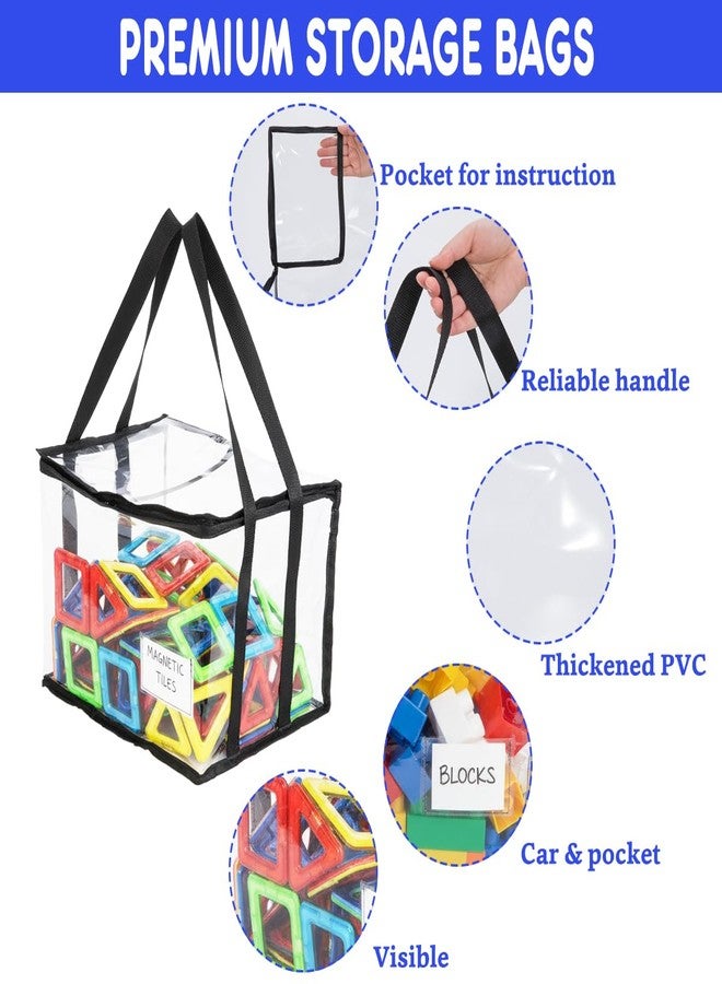 CINPIUK 6 Pack Large Clear Toy Storage Bags with Labels, Thick PVC Reusable Waterproof Organizer Bag with Handle & Zippers for Building Bricks, Board Games, Puzzles, Dolls, Books - Image 5