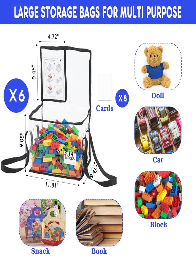 CINPIUK 6 Pack Large Clear Toy Storage Bags with Labels, Thick PVC Reusable Waterproof Organizer Bag with Handle & Zippers for Building Bricks, Board Games, Puzzles, Dolls, Books - Image 4