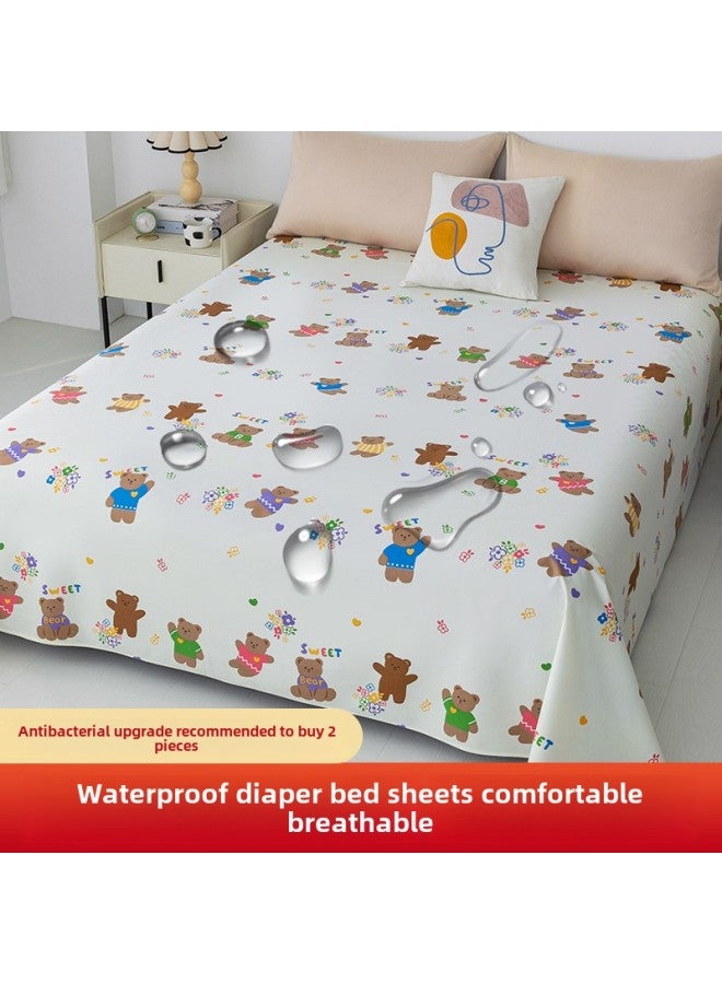 Waterproof Bed Sheet Cat Urine Hair Bed Cover Urine-Resistant Baby List Machine Washable Urine-Proof Cover Dog Rabbit Pet Cover Urine Pad-Color:Biscuit Bear-[waterproof And Breathable For All Seasons]-Specifications:Single Bed Sheet-230x300cm [for Large Beds And Sofas]  - Image 1