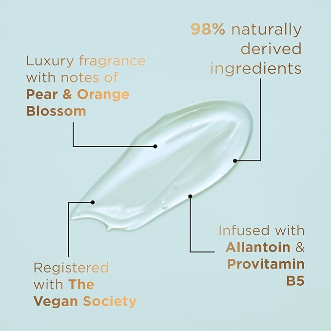 Baylis & Harding بايليس هاردينغ كيندنس حمض الهيالورونيك برائحة الكمثرى وزهرة البرتقال 500 مل غسول يدين مرطب عبوة من 3 صديقة للنباتيين - Image 4