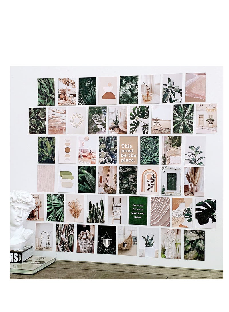 SYOSI 50Pcs Photo Collage Kit, Boho Bedroom Wall Art, Vintage Wall Collage KitBeige Photo Collage kit, Poster Aesthetic Pictures, for Dorm, Home Bedroom Decor Gift for Party, Birthday, Graduations - Image 2