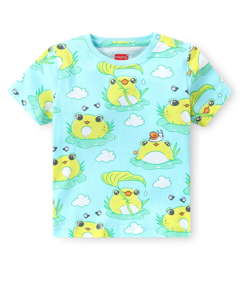 babyhug Babyhug Cotton Knit Half Sleeves Text & Froggy Printed T-Shirts Pack of 3 - Multicolour