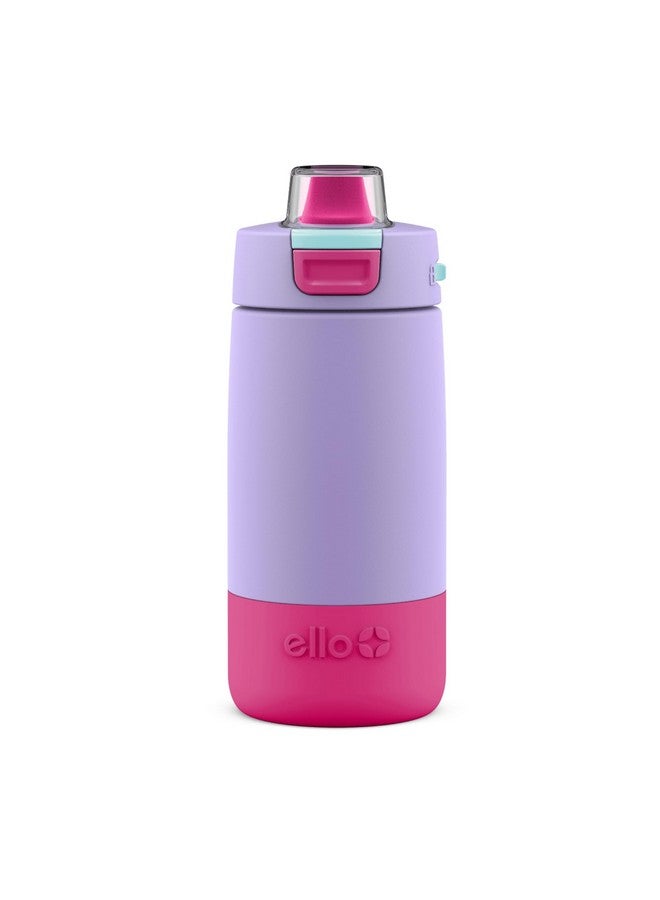 Ello Ello Kids Colby 12oz Stainless Steel Insulated Water Bottle with Straw and Built-In Silicone Coaster Carrying Handle and Leak-Proof Locking Lid for School Backpack, Lunchbox, and Outdoor Sports, Lilac - Image 1