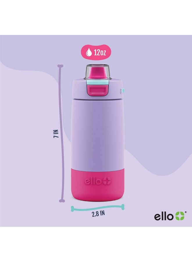 Ello Ello Kids Colby 12oz Stainless Steel Insulated Water Bottle with Straw and Built-In Silicone Coaster Carrying Handle and Leak-Proof Locking Lid for School Backpack, Lunchbox, and Outdoor Sports, Lilac - Image 4