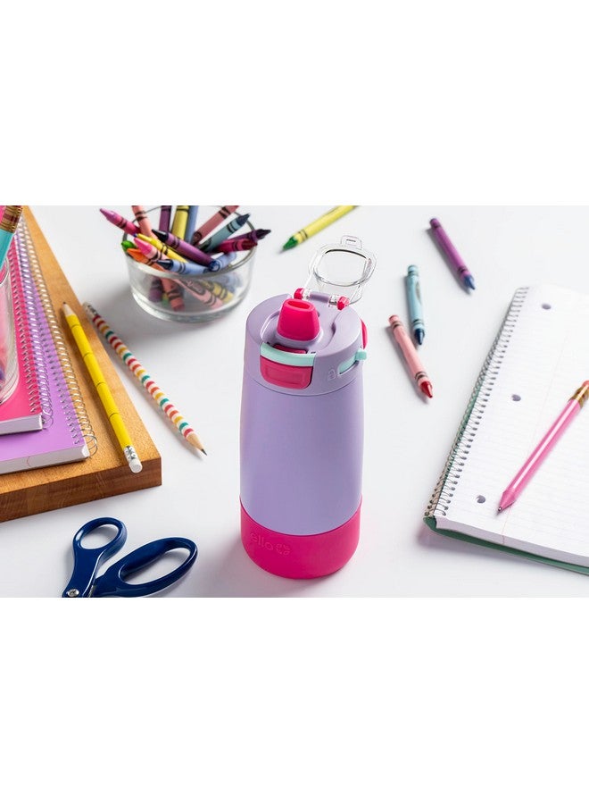 Ello Ello Kids Colby 12oz Stainless Steel Insulated Water Bottle with Straw and Built-In Silicone Coaster Carrying Handle and Leak-Proof Locking Lid for School Backpack, Lunchbox, and Outdoor Sports, Lilac - Image 2