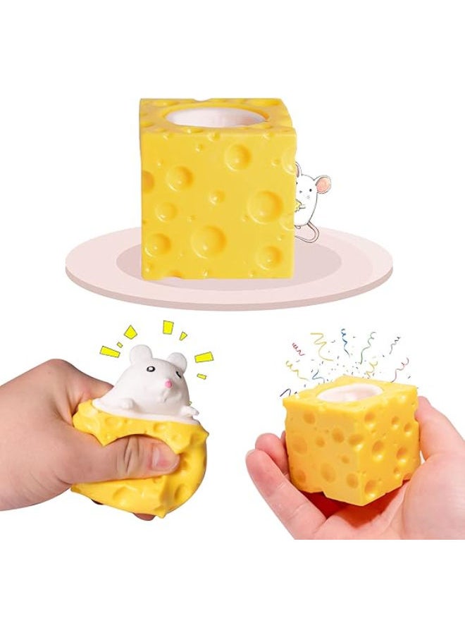 Generic Holgosiu Cheese Squishy Stress Toys Novelty Squishy Ball Cheese Mouse Squishy Stress Toys Mouse in Cheese Squeeze Fidgets Relieve Stress 