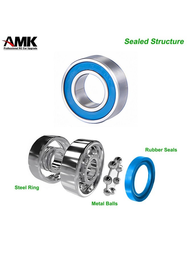 AMK 55Pcs Trx6 Metal Ball Bearings Kit, Rubber Sealed Wheel Bearings Set For 1/10 Rc Crawler G63 6X6 Truck Upgrades - Image 4
