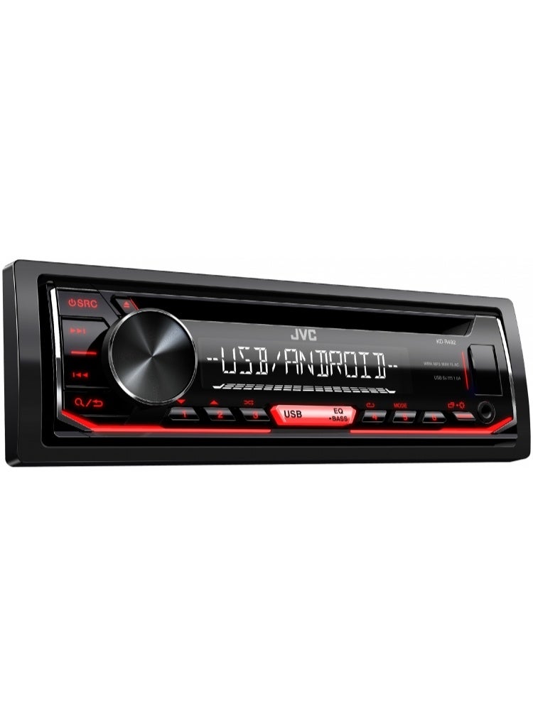 JVC KD-R492M Car Cassette Player – CD/USB/AUX – 50W x 4 Power – VA Display and Red Backlight - Image 1