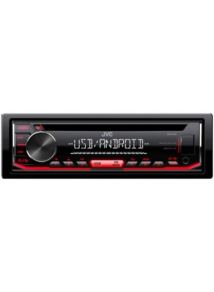 JVC KD-R492M Car Cassette Player – CD/USB/AUX – 50W x 4 Power – VA Display and Red Backlight - Image 2