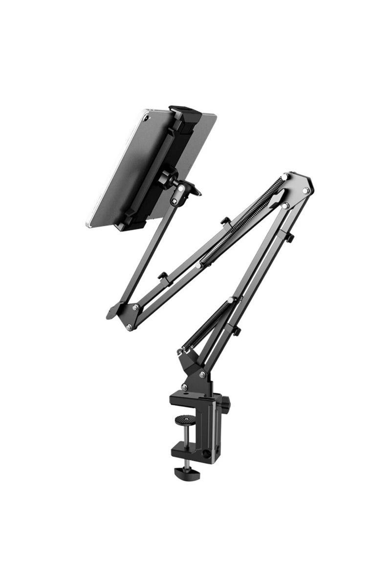 حامل تابلت أسود قابل للدوران 360 درجة، حامل هاتف مكتبي مع ذراع من الألومنيوم لأجهزة iPad Pro و Air و Mini 4~1