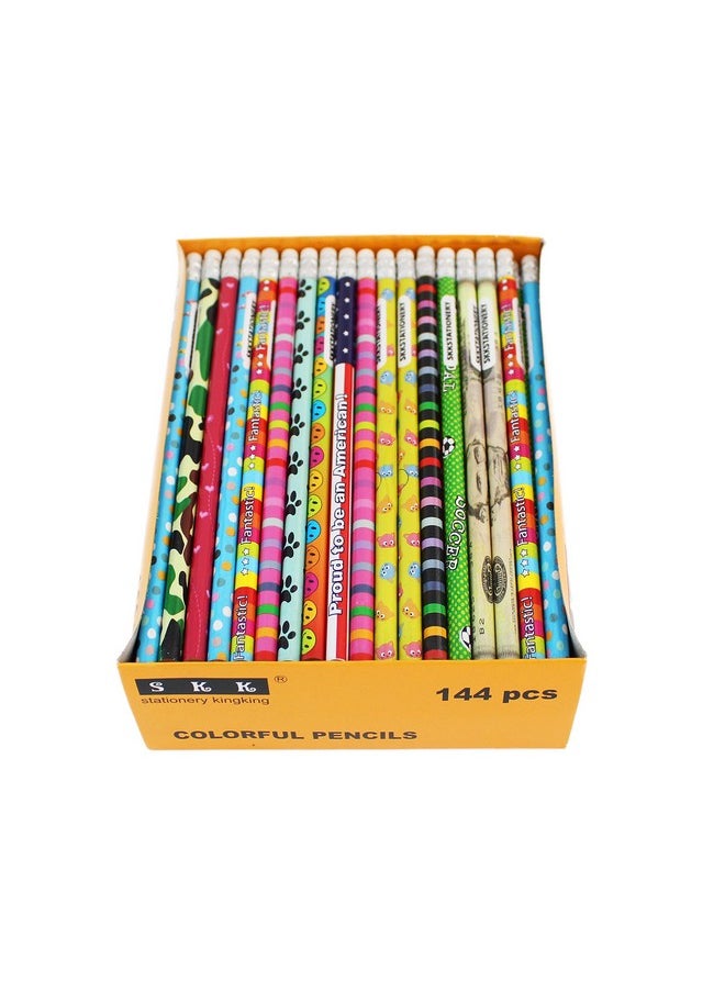 SKKSTATIONERY Assorted Colorful Pencils, Wooden Pencil With Eraser, Pencil Assortment, Novelty Kids Pencils，Awards & Incentives Pencils, 2 Hb, 12 Assorted Colors 144/Box.  - Image 1