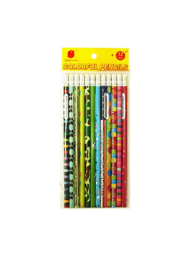 SKKSTATIONERY Assorted Colorful Pencils, Wooden Pencil With Eraser, Pencil Assortment, Novelty Kids Pencils，Awards & Incentives Pencils, 2 Hb, 12 Assorted Colors 144/Box.  - Image 3