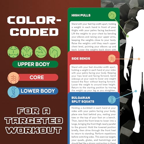 Zinsk 75 Dumbbell Workout Cards – 3.5” x 2.5” Full Body Weight Training Exercise Deck – At-Home Fitness Guide for Men and Women – Get Stronger With 12 Pre-Made Strength Workouts - Image 5