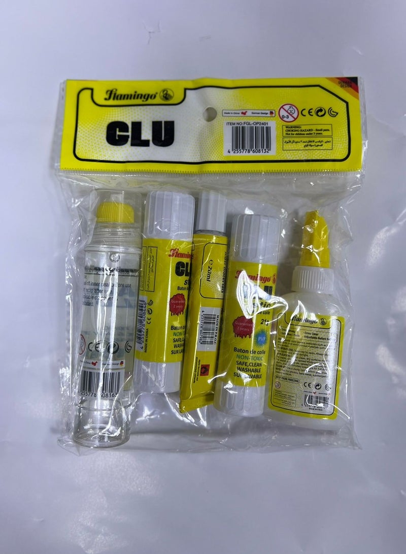 Flamingo Assorted Multi Purpose Glue 5-Piece Packet with Different types of Glue - Image 2