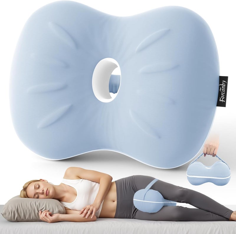 Forcanby Leg & Knee Pillow for Side Sleepers - Smooth Spine Alignment Pillow - Memory Foam Knee Pillows for Back Hip Pain, Spine Aligning, Sciatica, Surgery Recovery, Pregnancy - Image 1