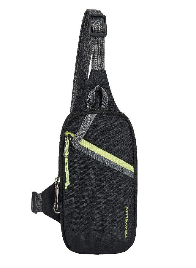 Travelon Greenlander Sustainable Anti-Theft Compact Sling, Jet Black, 5" W X 7.25" H X 1.75" D  - Image 5