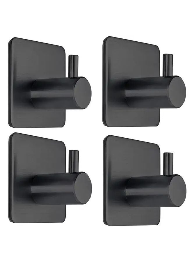 4Pcs Silvery Stainless Steel Self Adhesive Towel Hooks Waterproof For Shower Walls Heavy Duty For Bathroom Kitchen - Image 2