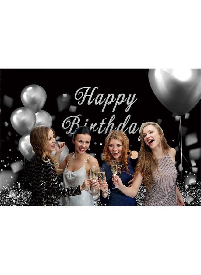 Baocicco 10X6.5 قدم خلفية تصوير عيد ميلاد سعيدة لؤلؤي لامع فضي أبيض وأسود بالونات خلفية زينة حفل عيد الميلاد لوازم حفلة عيد الميلاد للبالغين دمية تصوير - Image 4