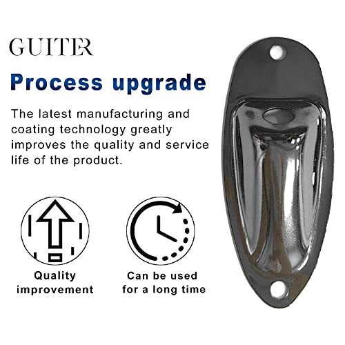 SAPHUE Guitar Input Jack Socket Plate Output Loaded Boat Style 1/4 Inch with Screws for Fender Stratocaster Strat St Mono Electric Guitar for Electric Guitar Replacement Parts(black) - Image 3
