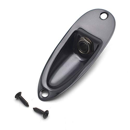 SAPHUE Guitar Input Jack Socket Plate Output Loaded Boat Style 1/4 Inch with Screws for Fender Stratocaster Strat St Mono Electric Guitar for Electric Guitar Replacement Parts(black) - Image 1