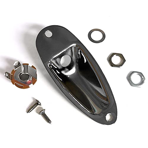 SAPHUE Guitar Input Jack Socket Plate Output Loaded Boat Style 1/4 Inch with Screws for Fender Stratocaster Strat St Mono Electric Guitar for Electric Guitar Replacement Parts(black) - Image 5
