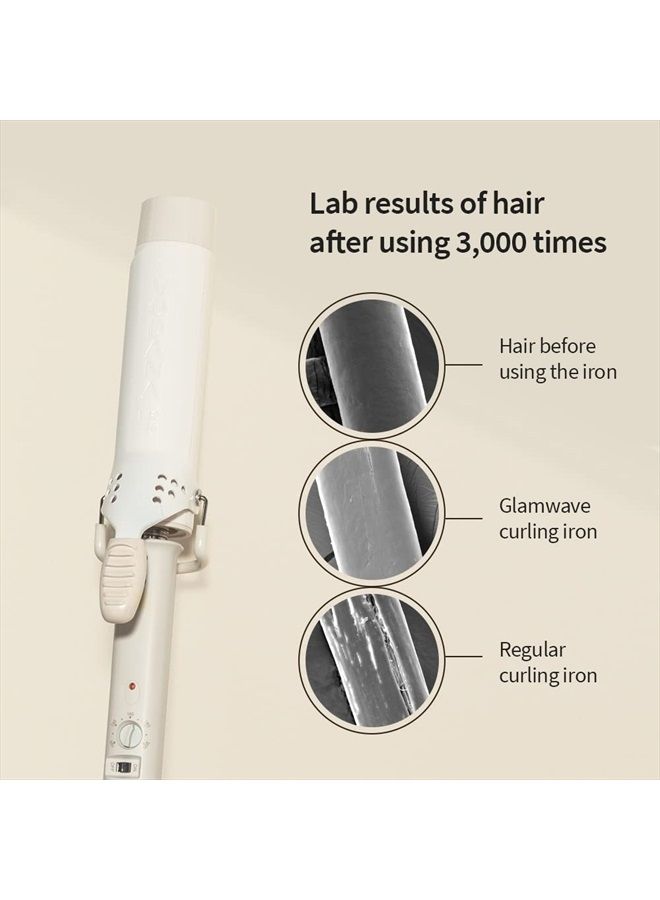 Vodana VODANA Professional GlamWave Ceramic Curling Iron, Natural Curls, Hair Curler, Curling Wand, Available in USA (1.4 inch, Ivory) - Image 3