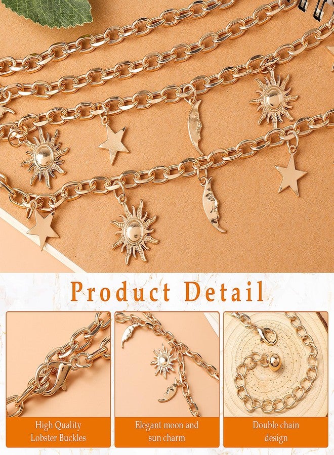 Amaxiu Double Layer Women Metal Chain Belt, Moon Star Waist Chain Women Link Belt Skinny Waistband Chain for Dresses Jeans(Fits waist size 25"-45",Gold,1) - Image 5