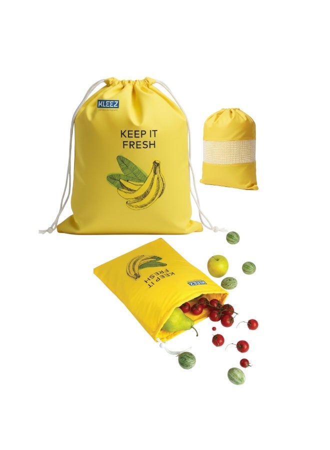 كليز أكياس كليز القابلة لإعادة الاستخدام لحفظ الفواكه والخضراوات والأعشاب طازجة | أكياس تخزين جيدة التهوية للفواكه والخضراوات والأعشاب | أكياس تسوق صديقة للبيئة، قابلة للغسل، ومُرمّزة بالألوان، مناسبة للثلاجة أو خزانة المؤن - Image 1