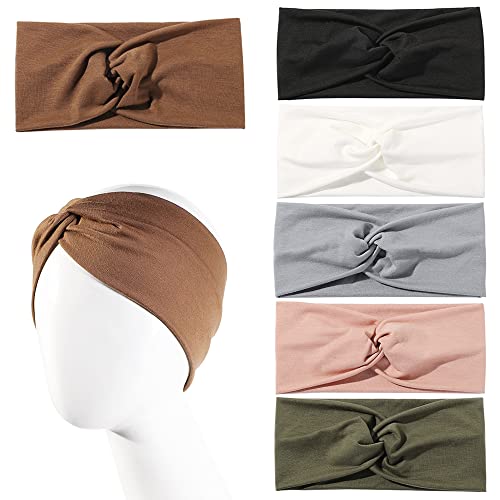 Artilady 6 Pack Wide Boho Headbands for Women - Soft Yoga Elastic Hair Bands for Girls Workout Running Sport Headwrap Non-slip Breathable (Sunset) - Image 2