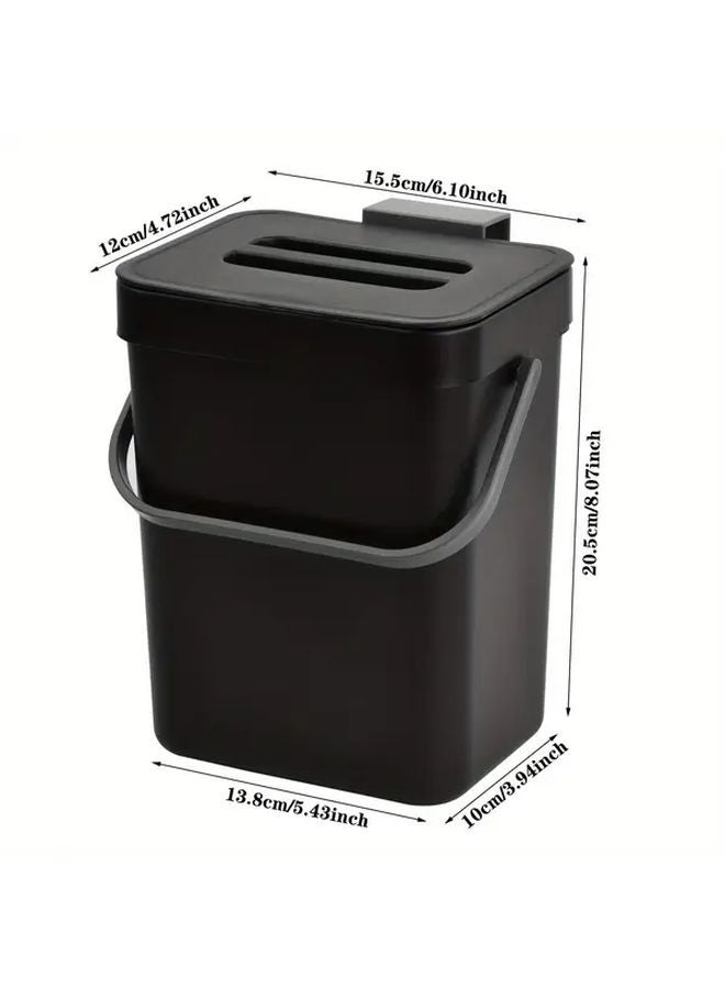 سلة سماد مطبخية سوداء كبيرة السعة مع غطاء مانح للروائح ومقبض - Image 2