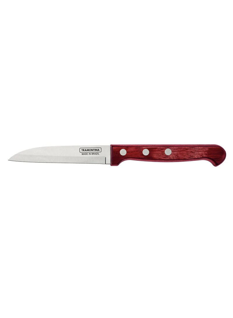 ترامونتينا Tramontina Polywood 3 Inches Paring and Fruit Knife with Stainless Steel Blade and Red Dishwasher Safe Treated Handle